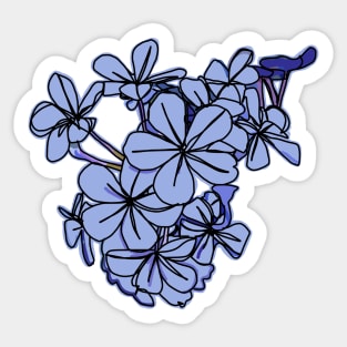 Little Blue Flowers Line Drawing Sticker